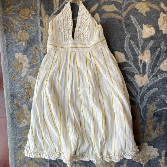 J. Crew Sylvan Halter Dress Ivory Yellow Gold Size 2 - Picture 2 of 7